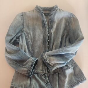 Ralph Lauren Light Blue Denim Jacket with Ruffle Placket